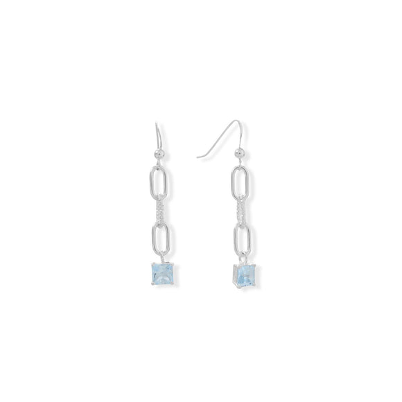 Blue Topaz with Chain Drop Earrings