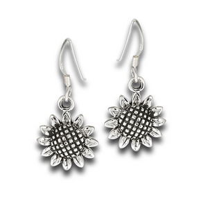 Sterling Silver Sunflower Dangle Earrings