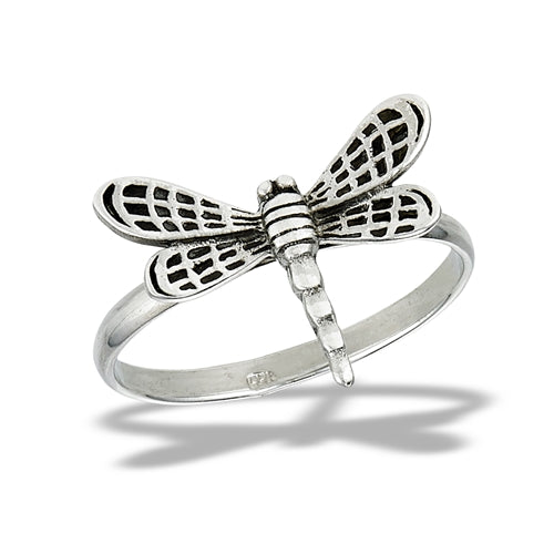 Sterling Silver 3D Dragonfly Ring