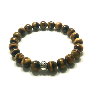 James Charlie Jewelry Sterling Silver Tiger Eye Stretch Bracelet 