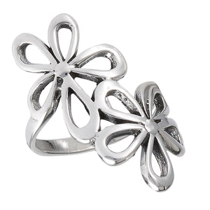 James Charlie Jewlery Sterling Silver Open Multi Flower Ring