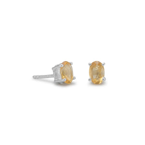 Sterling Silver Oval Citrine Studs