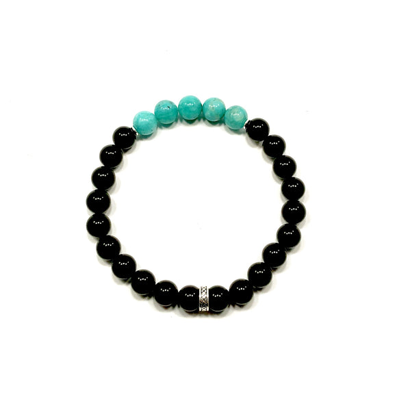 Modern Amazonite and Onyx Bracelet