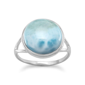 Sterling Silver Round Larimar Ring