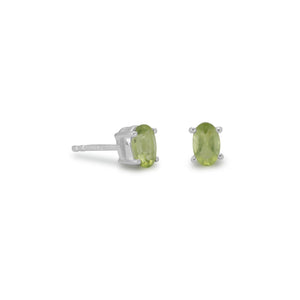 Sterling Silver Oval Peridot Studs