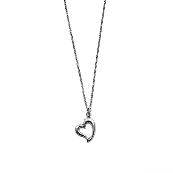 Sterling Silver Open Heart Necklace