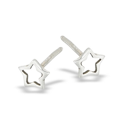 Sterling Silver Open Star Studs