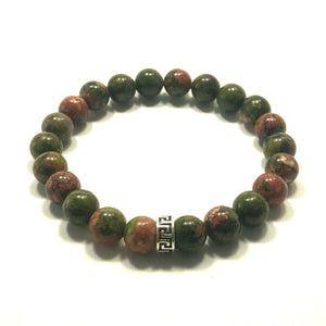 James Charlie Jewelry Sterling Silver Brazilian Unakite Stretch Bracelet 