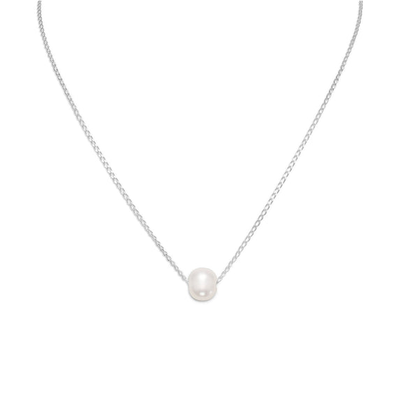 Sterling Silver Floating Freshwater Pearl Necklace