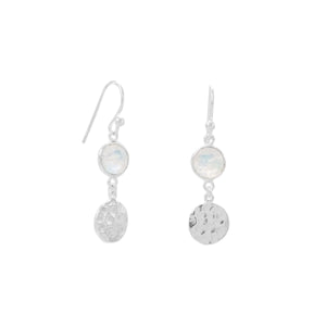 Sterling Silver Hammered Moonstone Earrings