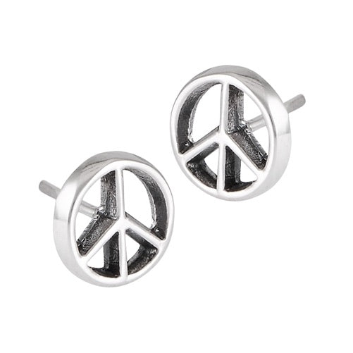 Sterling Silver Peace Symbol Studs