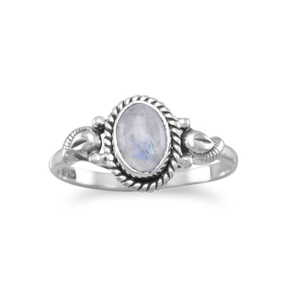 Sterling Silver Rope Design Moonstone Ring