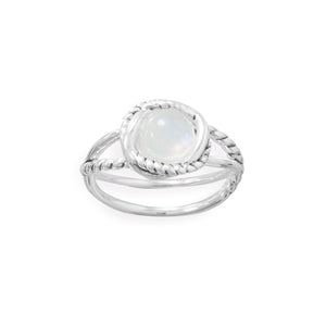 Sterling Silver Criss Cross Moonstone Ring