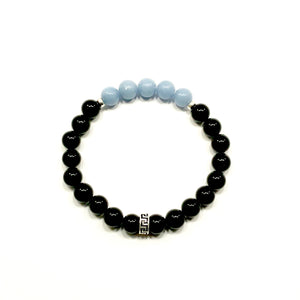 Greek Key Angelite and Onyx Bracelet