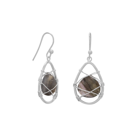 Sterling Silver Wrapped Labradorite Earrings