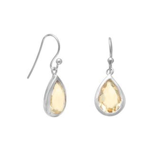 Sterling Silver Teardrop Citrine Dangle Earrings