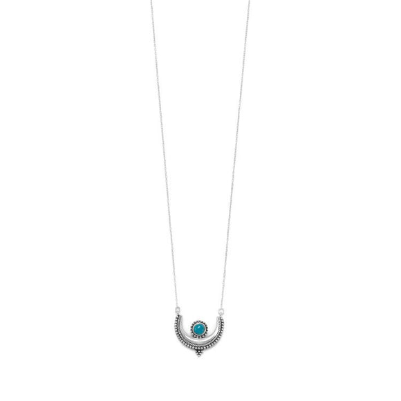 Sterling Silver Turquoise Crescent Necklace